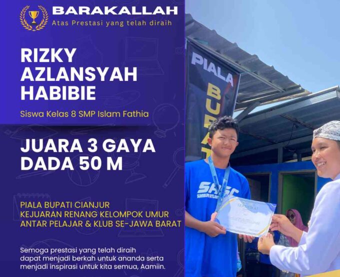 Rizky Azlansyah Habibie Raih Juara 3 Renang Gaya Dada di Ajang Piala Bupati Cianjur 2025