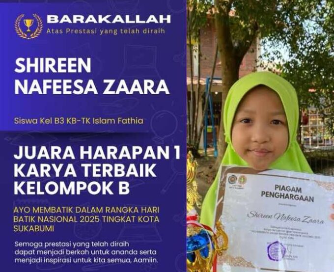 Ananda Shireen Nafeesa Zaara (Kelompok B3) berhasil meraih Juara Harapan 1 Karya Terbaik Kelompok B!